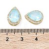 Teardrop Brass Micro Pave Cubic Zirconia Bead KK-C251-24G-3