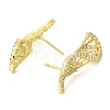 DNA Sequences Shape Brass Micro Pave Cubic Zirconia Stud Earrings EJEW-L270-14G-2