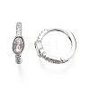 Glass Oval Hoop Earrings with Cubic Zirconia EJEW-G321-01P-01-2