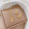 Brass Micro Pave Cubic Zirconia Pendant Necklace & Stud Earrings WG7AC39-124-1