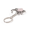 Spider Natural Rose Quartz Pendant Keychain KEYC-C015-01G-4