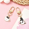 Coffee Cup with Cat Alloy Enamel Pendant Decoration HJEW-YW00025-01-4