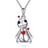 Halloween Alloy Enamel Red Heart Gothic Doll Pendant Necklaces for Unisex WGBCC68-01-2