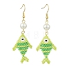 304 Stainless Steel with Glass Cylinder Seed Beads Dangle Earrings EJEW-MZ00815-01-2