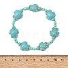 Synthetic Turquoise & Brass Beads Stretch  Bracelets for Women Men BJEW-JB13876-02-4