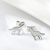 Non-Tarnish Wolf 304 Stainless Steel Stud Earrings for Women EJEW-Z017-13P-4