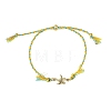 Ocean 304 Stainless Steel Link Adjustable Braided Polycotton Metallic Cord Slider Bracelets BJEW-JB14245-03-4