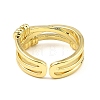 Rack Plating Brass Criss Cross Open Cuff Rings RJEW-D009-05G-3