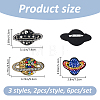 6Pcs 3 Styles Glass Rhinestone & Wool Planet Brooches JEWB-FH00040-2