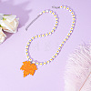 Thanksgiving Day Alloy & Acrylic Maple Leaf Pendant Heart Beaded Necklaces for Women FS-WG0EB84-02-1