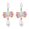 Handmade Glass Seed & Acrylic Beads Bowknot Dangle Earrings EJEW-MZ00298-05-1