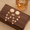 Alloy Flat Round Tassel Chandelier Earrings FS-WGE34C8-01-1