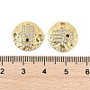 Brass Micro Pave Clear Cubic Zirconia Disc with Hamsa Hand Connector Charms KK-P300-24G-01-3