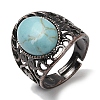 Synthetic Turquoise Oval Adjustable Rings RJEW-K271-06R-24-2