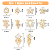 20Pcs 5 Style Brass Micro Pave Clear Cubic Zirconia Cabochons KK-DC0003-25-2