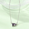 Brass Pave Cubic Zirconia Rectangle and Heart Pendant Cable Chain Necklaces KK-CBAB173-04P-03-3
