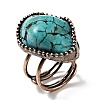 Natural Turquoise Adjustable Finger Rings G-D468-46R-4