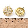 Dome-Shaped Brass & Clear Cubic Zirconia Ball Stud Earrings KK-CBA36A2-07G-5