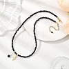 Faceted Round Synthetic Blue Goldstone Beaded Necklaces NJEW-JN05661-5