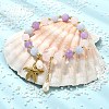 Natural Aquamarine & Rose Quartz & Amethyst Round Beads Stretch Bracelets BJEW-JB14145-01-1