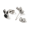 Enamel Rabbit Stud Earrings with 316 Surgical Stainless Steel Pins EJEW-A081-03P-3