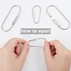 4Pcs 2 Styles 304 Stainless Steel Screw Carabiner Lock Charms STAS-UN0059-93-5