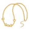 Brass Micro Pave Clear Cubic Zirconia Heart Round Beaded Bib Necklaces for Women NJEW-F364-08G-4