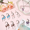 10Pcs 5 Styles Opalite & Synthetic Turquoise & Natural Amethyst & Tiger Eye & Rose Quartz Chip and Alloy Hollow Moon Big Pendants FIND-BM0001-84-4