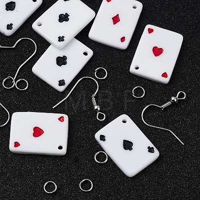 DIY Poker Playing Card Pendant Dangle Earrings Making Kit DIY-YW0004-60-1