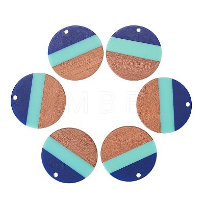 Tri-color Resin & Wood Pendants RESI-CJ0004-06-1