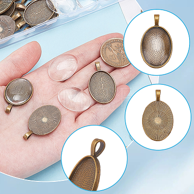 30Pcs Alloy Pendant Cabochon Settings FIND-SP0005-68-1