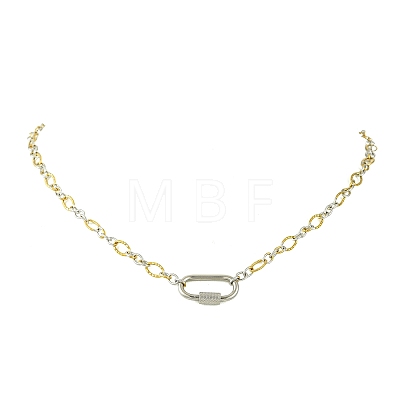 5MM Two Tone 304 Stainless Steel Textured Figaro Chain Necklaces NJEW-JN06466-01-1