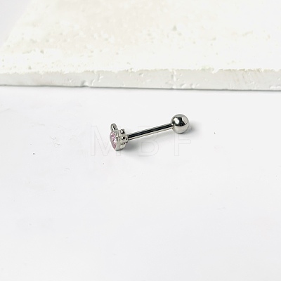 Angel Wing Heart 316L Surgical Stainless Steel Pave Cubic Zirconia Tongue Rings FS-WG901EE-06-1
