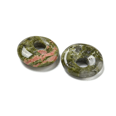 Natural Unakite Donut/Pi Disc Charms G-G142-02A-1