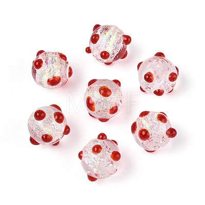 Handmade Foil Lampwork Beads Strands FOIL-T008-02F-1