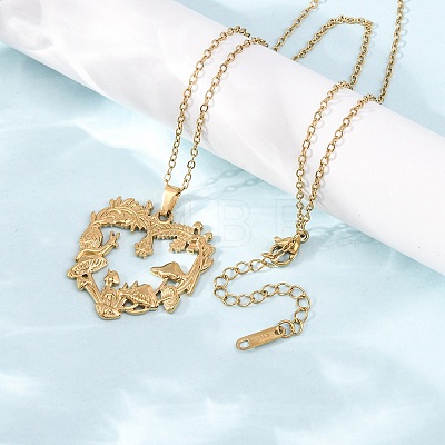 304 Stainless Steel Pendant Cable Chain Necklaces for Men Women NJEW-K308-03F-G-1