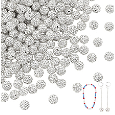 200Pcs Pave Disco Ball Beads RB-PH0001-41E-1