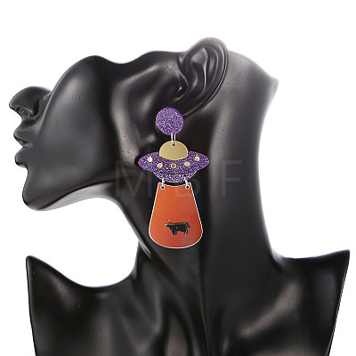 Planet Acrylic Dangle Stud Earrings FS-WG67A2D-01-1