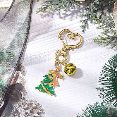 Christmas Tree & Deer Alloy Enamel Pendant Keychain KEYC-JKC00883-1