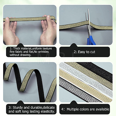 10 Yards Sparkle Flat Wide Polyester Elastic Band EC-GF0001-47B-1