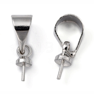 Brass Cup Pearl Peg Bails Pin Pendants X-KK02-1