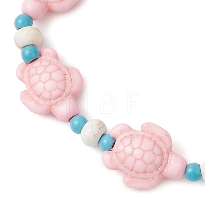 Synthetic Turquoise & Natural Freshwater Shell Beads Stretch Bracelets for Women BJEW-JB12017-01-1