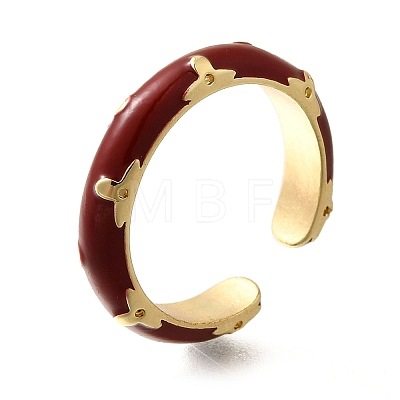 Brass Enamel Cuff Rings for Women RJEW-U040-01G-01-1