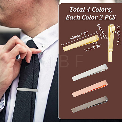 Unicraftale 8Pcs 4 Colors Brass Collar Tie Clips for Men DIY-UN0056-11-1