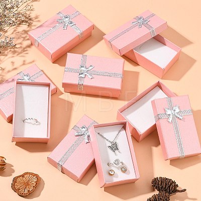 Valentines Day Wife Gifts Packages Cardboard Jewelry Set Boxes with Bowknot and Sponge Inside CBOX-R013-4-1