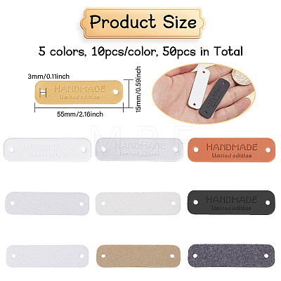 Globleland 50Pcs 5 Colors PU Leather Labels FIND-GL0001-61-1