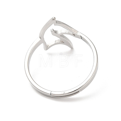 304 Stainless Steel Hollow Horse Adjustable Ring RJEW-L107-023P-1