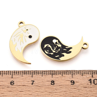304 Stainless Steel Enamel Split Pendants STAS-T074-02G-1