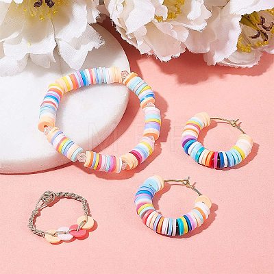 Flat Round Handmade Polymer Clay Bead Spacers CLAY-R067-4.0mm-19-1