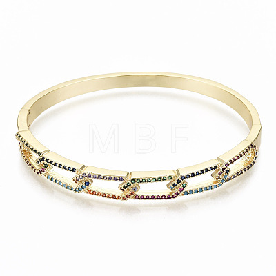 Brass Micro Pave Cubic Zirconia Bangles BJEW-S142-014-NF-1